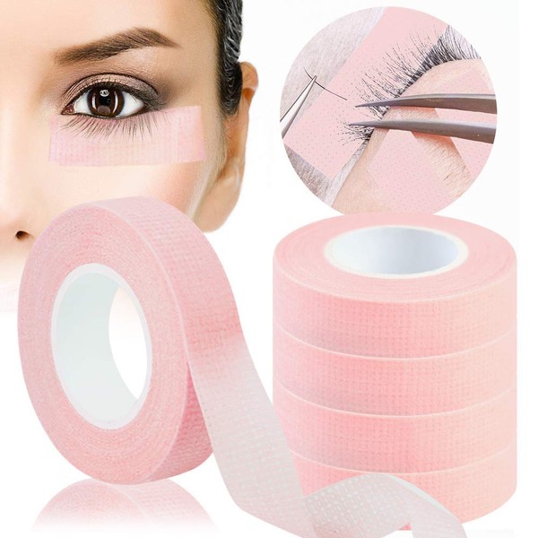 5 Rolls of Eyelash Tape, Kalolary Pink Tape Eyelash Extension Tape, Eyelash Insulation Tape, Eyelash Tape for Eyelashes, Lash Extension Tools (0.5 Inches x 10 Yards)