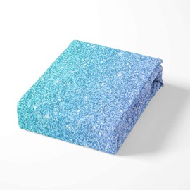 Homemissing Colorful Glitter Bedding Girly Turquoise Teal Blue Pink Pastel Colors Duvet Cover 2 Pcs Trendy Bed Spreads Girls Comforter Cover with Sparkle Sequin Bling Single Size