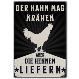LANOLU Fridge Magnets Funny – The Rooster May Crow – Gifts for Chicken Lovers – Funny Magnets with Sayings and Funny Motifs 8 x 5.5 cm