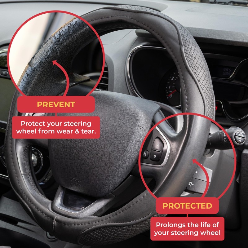 GADLANE Microfibre Leather Steering Wheel Cover Universal Soft Anti-Slip Breathable