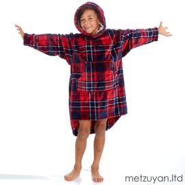 Father and Son Matching Adult and Kids Oversized Hoodie Blankets Hooded Wearable Blankets Check Kids One Size