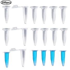 HUAZIZ Pack of 200 Micro Centrifuge Tubes, Reaction Vessels Fabric Capsules 1.5 ml Transparent, Plastic Centrifuge Test Tubes Reaction Vial Sample Storage Vial with Snap Cap, Conical Base