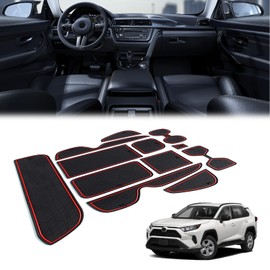 Door Slot Mats Compatible with 2019 2020 Toyota RAV4, Car Non-Slip Anti Dust Mats, Cup Holder Insert Liners Center Console and Door Pockets Mat Pads