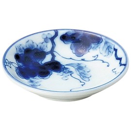 Yamashita Kogei 14066270 Small Plate, White, φ3.6 x 0.8 inches (9.2 x 2 cm), Indigo Dyed Grape 2.8 Ball Plate,