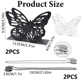 LXBCTOP Napkin Holder, Pack of 2 Stainless Steel Butterfly Napkin Holders (Napkin Holder Black and White), 2 Pieces Napkin Chain, Home Decoration Napkin Holder, Napkin Holder