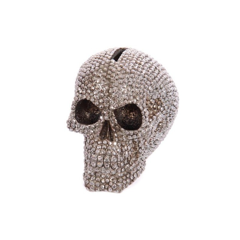 Puckator Tone Skull Money Box, Resin, Silver/Black, 11 x 15.5