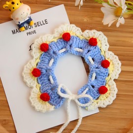 Lamegret Adjustable Christmas Knit Pet Collar, Crochet Polka Dots Pattern for Cats, Dogs & Pets, Comfortable,Stylish,L