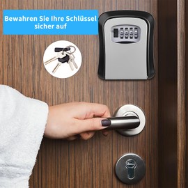Key Safe with Number Code, Key Cabinet with 4 Digit Code, Wall Mounting, Key Safe Outdoor, Key Box, Waterproof, Large Capacity Key Hiding Place for Outdoors, Key Safe