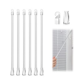6 Pack Blinds Opener Accessories, Curtain Rod Replacement with Hooks and Handles,12 Inch Clear Acrylic Curtain Pull Rod Wand,Multifunctional curtain rods Invisible curtain rods. (Clear_12 In)