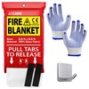 JJ CARE Fire Blanket – (X-Large) 6.5x6.5ft w/Hooks & Gloves,