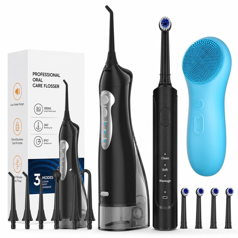 3-in-1 Oral Care Kit for Daily Hygiene – Rechargeable Water