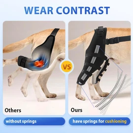 Double Dog Knee Brace for Torn Acl Hind Leg, Double Dog Leg Sleeve,Acl Brace for Dogs Rear Leg for Support, Built-in Hard Metal Spring Support, Outer Night Reflective Strip, Adjustable Strap (Large)