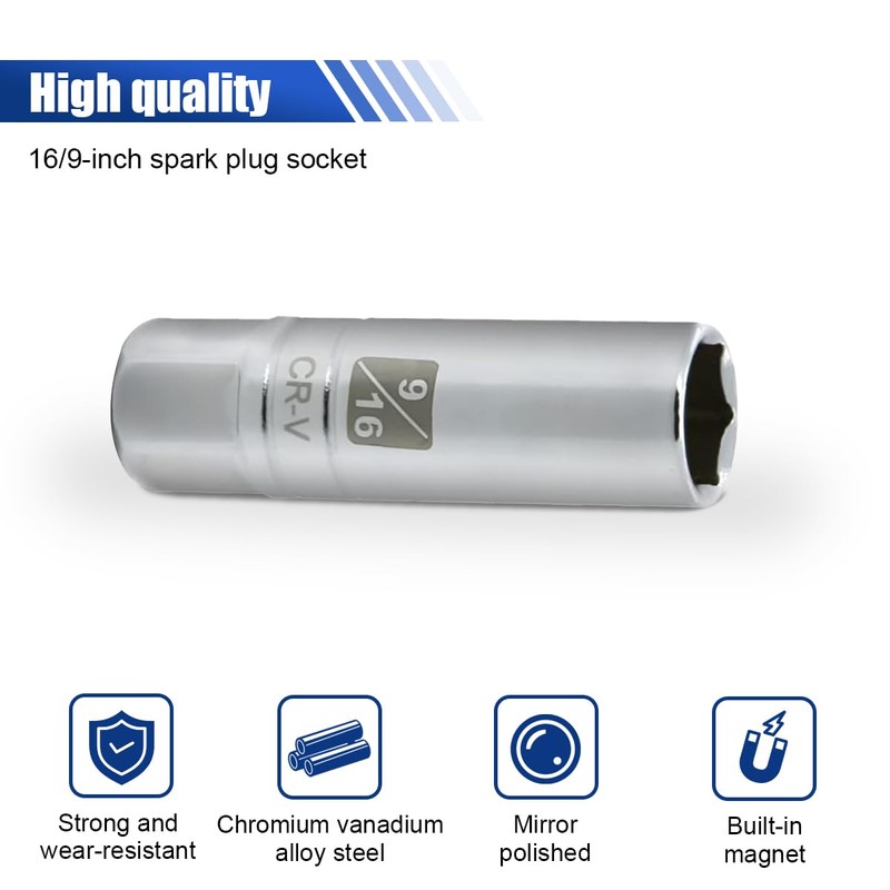 1PCS Magnetic Spark Plug Socket, Powerful Magnet Retains Spark Plugs,