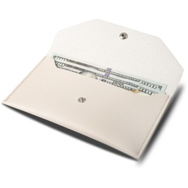 BLMHTWO Cash Wallets for Women - Reusable Leather Cash Envelope Wallet for Budgeting, Billing (White)