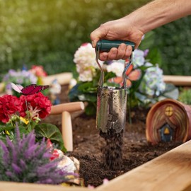 Relaxdays Flower Bulb Planter, Set of 2, Sewwood & Bulb Planter, Flower Bulb Plants, Metal & Wood, Multicoloured