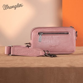 Wrangler Mini Crossbody Purse for Women Western Aztec Clutch Designer Tapestry Shoulder Handbags, Pink, One Size
