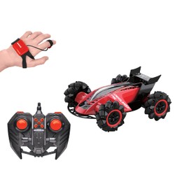 LEXiBOOK, Crosslander Fire, Remote-Controlled car, up to 12km/h, 4 Wheel Drive, Smoke Jet, Light and Sound Effects, Music, Remote Gesture Control Bracelet Included, Rechargeable, RC60