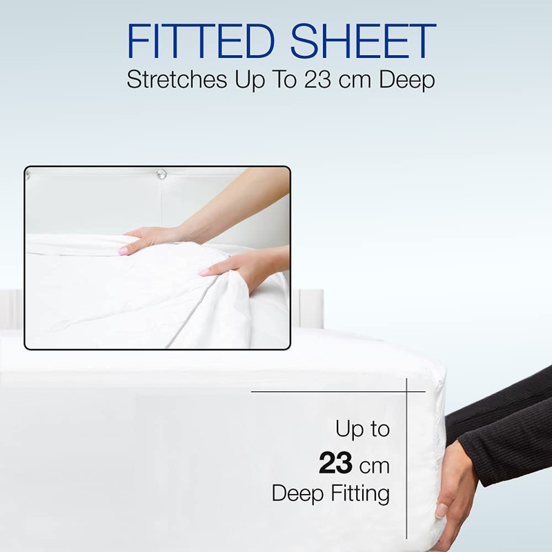 180 Thread Count 100% Pure Anti-Allergic Percale Fitted Sheet Stretches