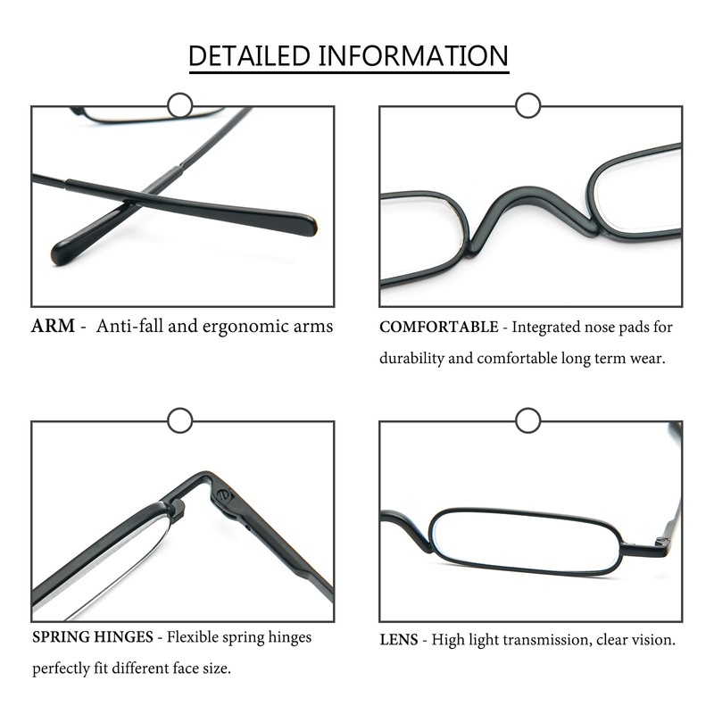 MMOWW Ultra Small Reading Glasses For Men Women Slim Pocket