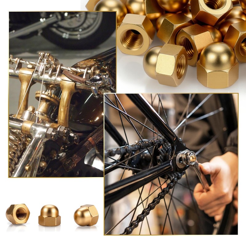 SWTYExt Pack of 8 Cap Nuts M10 Brass Cap Nuts