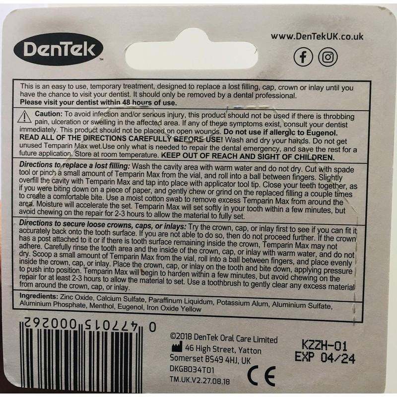 Dentek Temparin Lost Filling Repair