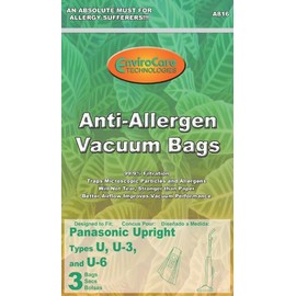 Sanyo Type SC-PU1 EnviroCare Anti-Allergen Vacuum Cleaner Bags w/ closure / 3 pack - Generic - Synthetic Filtration (A816)