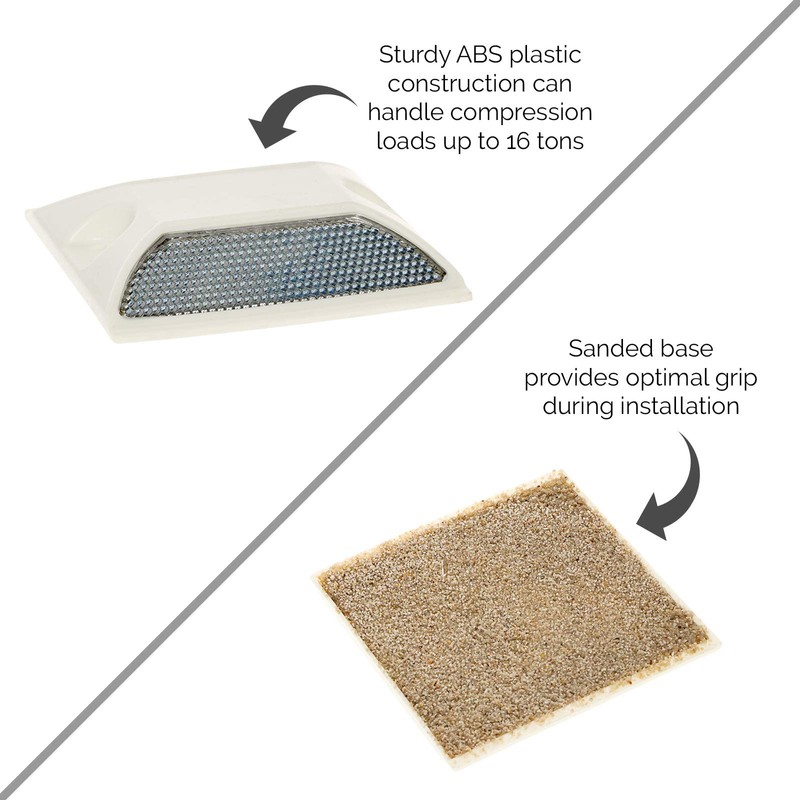 10 Pack Commercial Reflective Road Pavement and Driveway Marker (White)