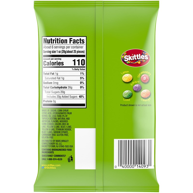 Skittles Bite Size Candy, Sours, 5.7 Ounce Bag