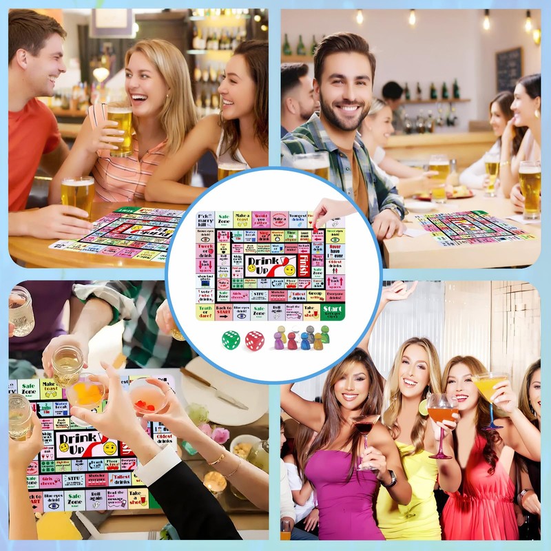 gzaymng Drinking Board Games for Adults, Rubber Mat Drinking Board