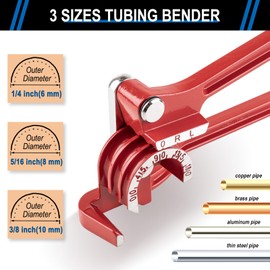 SYIZYEN 3 In 1 Tubing Bender, 0-180 Degrees Tube Bender Manual Pipe Bender Tool for 1/4 5/16 3/8 Inch Copper Aluminum Brass and Thin Steel Pipes(Red)