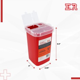 Ever Ready EVR202 Sharps Container Waste Disposal 1 Quarts / 32oz - RED 6PCS