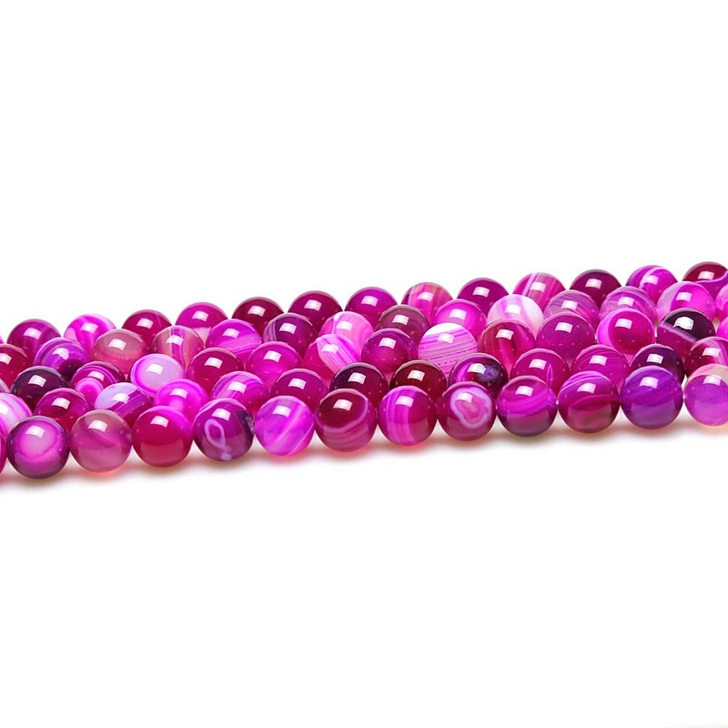 jartc Rose Ronda de rayas ágata Gemstone Beads, 6 mm,