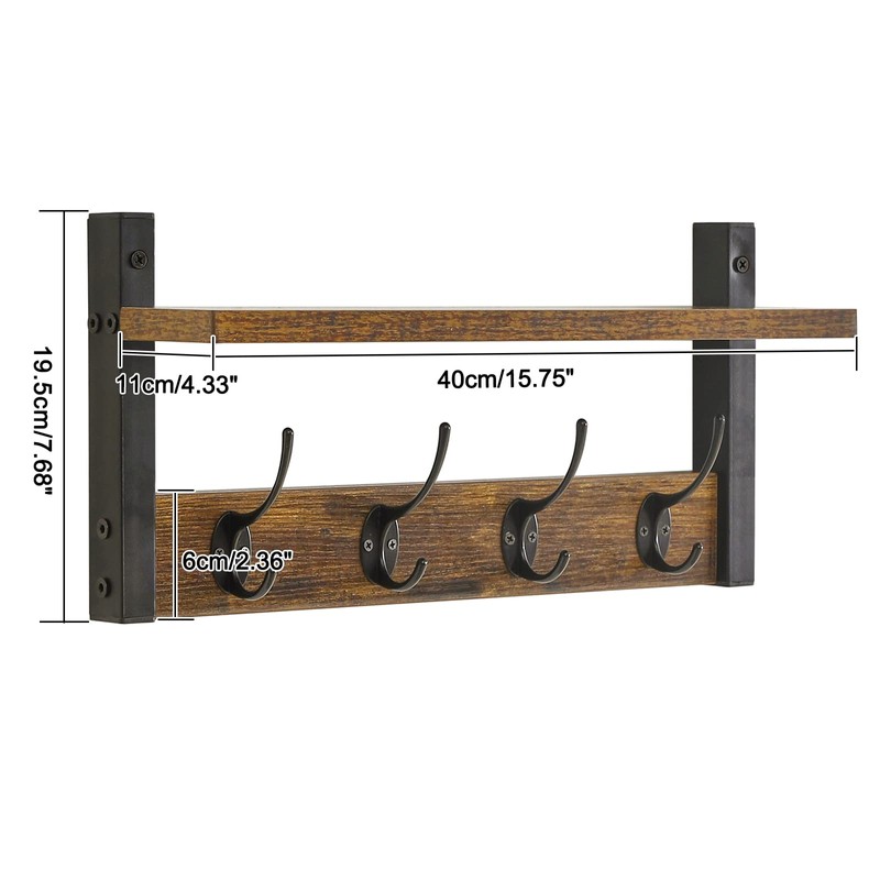 YMYNY Coat Rack Shelf Wall Mounted, Coat Hooks Set of