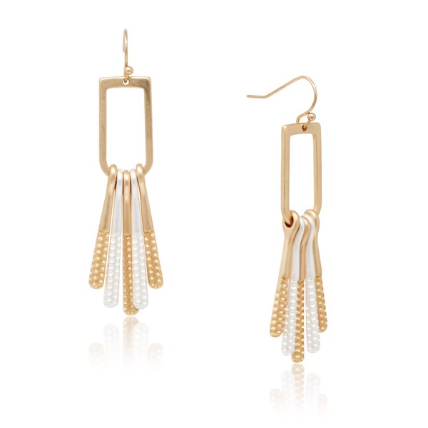 POMINA Lightweight Geometric Gold Silver Two Tone Hammered Dangle Drop