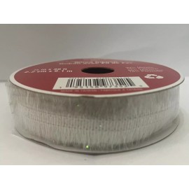 Celebrate It 7/8” x 30 Ft. White Metallic Tinsel Ribbon. Christmas Birthday Wedding