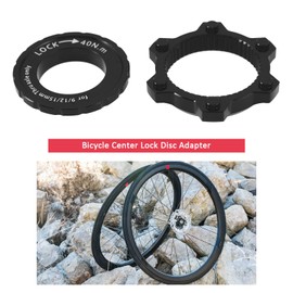 Be In Your Mind Bike Center Lock Adapter Bicycle Center Lock to 6-Bolt Disc Brake Rotor Adapter with Lock Ring Compatible with 9/12/15mm Hub Axles Aluminium Alloy Black