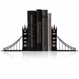 Zckjnoi London Bridge Metal Bookends for Shelves, Black, 1 Pair