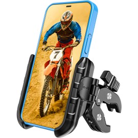 Kewig Motorcycle Phone Mount Holder-[Not Block Camera] Bike Phone Mount Handlebar Clamp, Scooter Phone Holer Fit for 5.4-7.2" Smartphones