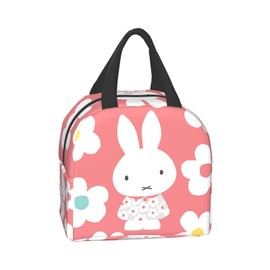 Miffy Lunch Bag Cold Insulated Zipper Compact Bento Bag Fashionable Portable Thermal Lunch Bag Cooler Bag Soft Cooler Bag Tote Eco Bag Work School Unisex Handbag Lunch Bag Lunch Box 13cm Width x 22cm