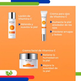 Kit Skincare Bioaqua Con Vitamina C Y Extracto De Naranja Para Cuidado Facial Y De La Piel Quita Manchas Para Todo Tipo De Piel