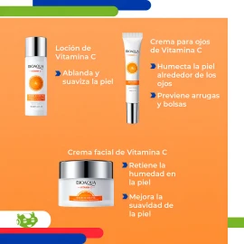Kit Skincare Bioaqua Con Vitamina C Y Extracto De Naranja Para Cuidado Facial Y De La Piel Quita Manchas Para Todo Tipo De Piel
