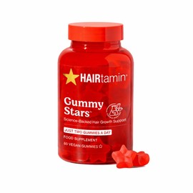 HAIRtamin Gummy Stars 1 Month, Vegan high-dose biotin Gummies for Longer and Stronger Hair, Vegan, 60 Gummies