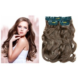 BOMBSHELL HAIR EXTENSIONS 250g 24" Flicky 3 Pieces Full Head Clip On Hair Extensions Hair Piece Wig (M09 CHESTNUT BROWN)