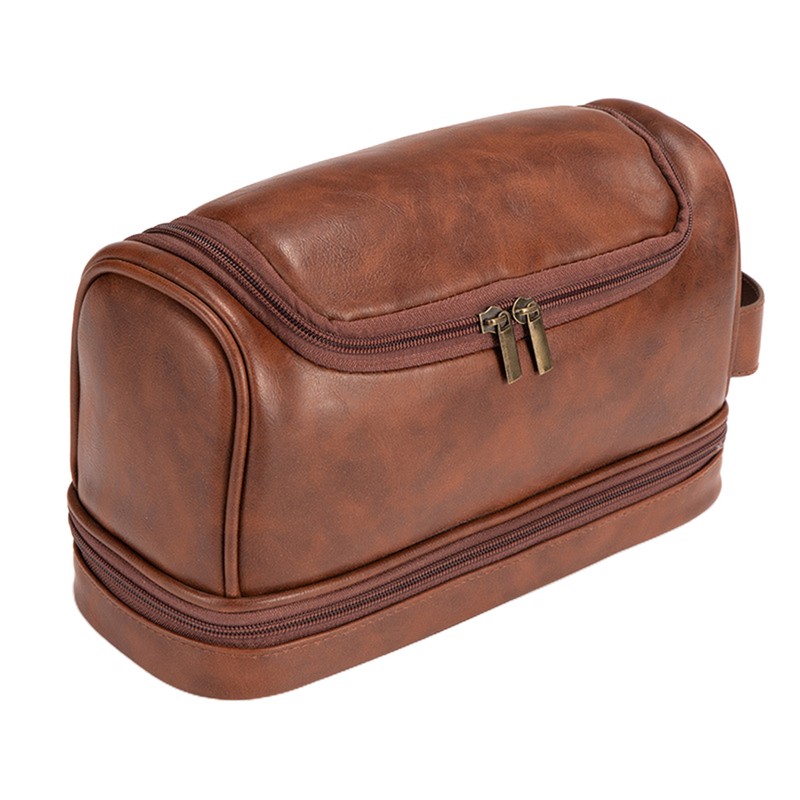 PU Leather Toiletry Bag Large Capacity Travel Organizer Bag with