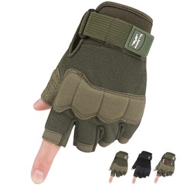 FIORETTO Fingerless Gloves, Airsoft Gloves, Half Finger Gloves for Driving, Cycling, Shooting, Hunting, Motorcycle, Climbing, Outdoor Work Green X-Large