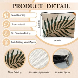 RYYCDOI Abstract Boho Botanical Makeup Bag, Tropical Palm Leaf Cosmetic Bags for Women, Boho Gifts for Women, Minimalist Modern Plant Zipper Makeup Pouch