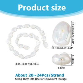 Hobbspring Baroque Pearl Bead Irregular Seashell Color Freshwater Pearl Beads with Holes for Pendants Earrings Necklace Bracelets Jewelry Making 1 Strand About 20-24Pcs.
