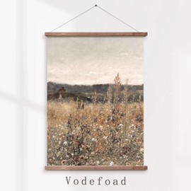 Wildflower Field Landscape Vintage Canvas Wall Art, Vertical Country Landscape Print for Home Decor, Farmhouse Muted Paintings Art Picture Aesthetic for Bedroom Bathroom Living Room Office Decor (8" x 10"-UNFRAMED)