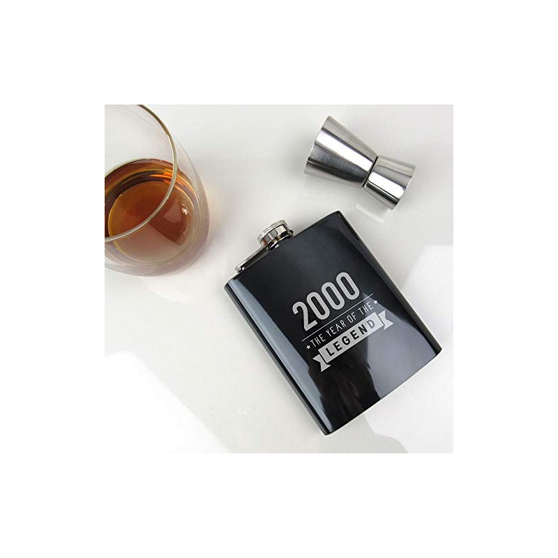 eBuyGB Drinks Canteen Engraved Black Hip Flask-2000 Year of The