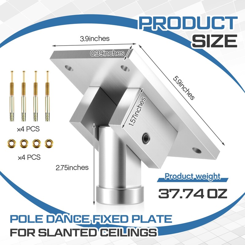 Universal Pole Dance Fixed Plate for Slanted Ceilings Top Plate